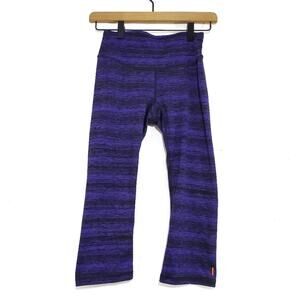 Lucy Size  Crop Capri Length Purple and Black Marled Leggings with Pocket FLAW